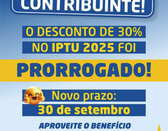 O Município de Altos prorroga prazo para pagamento do IPTU 2025 com desconto de 30%